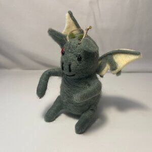 Dragon or Bat Christmas Ornament Felt Wool 5" Wing Span New